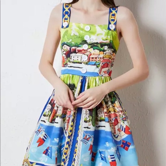 WOMEN SUNDRESS INSPIRED BY DOLCE GABBANA SIZE 8 or MEDIUM or 44. NEW! - Picture 2 of 3